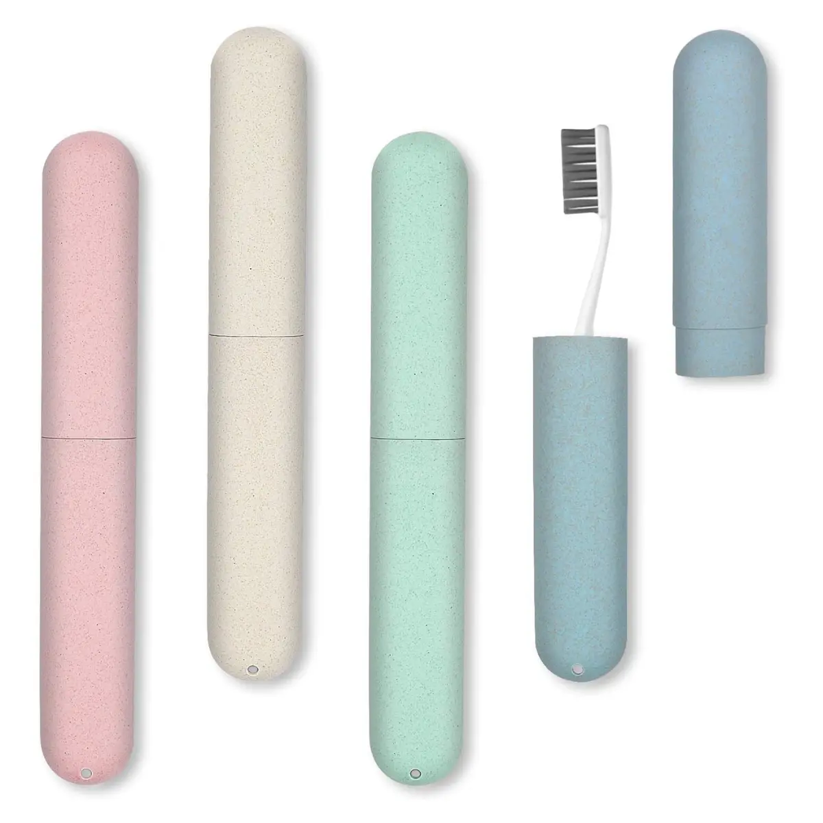 4-Pack Waterproof Breathable Eco-Friendly Toothbrush Holder with Cover, Portable Modern Case for Family Bathroom, Home Supplies, Gym & On-the-Go Use, 8" X 1.2" X 0.8"