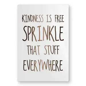212 MAIN Minimalist Aluminium Metal Print Wall Art - 12x18 in Kindness Is Free Positivity Artwork, Artistic, Lightweight Uplifting Home Decor Decoration Gift for Rooms