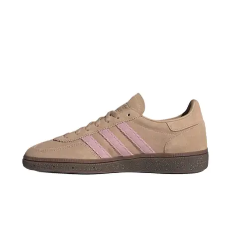 Adidas Handball Spezial Women’s Casual Sneakers - Warm Sandstone/Clear Pink, Vintage Retro Look, Soft Suede, 3-Stripes, Durable Gum Sole, Fresh Feminine Touch, Casual Wear Appeal