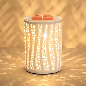 Wax Melt Warmer Ceramic Oil Burner Electric Candle Wax Warmer Burner Melter  Warmer for  Office Bedroom   & Decor 2 Bulbs Included  Box Packaged