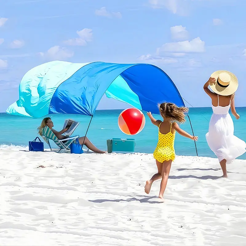 New Classic with Quiet Canopy, The Original Wind-Powered Beach Shade, Provides 150 Sq. Ft.of Shade Shade , Weighs Only 4 lbs, Sets up in 3 Minutes.World's Best Beach for 3-4 Person Family Beach Camping Outdoor UV Protection Sun Shelter for Beach Vacation