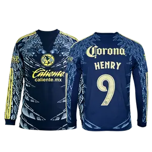 2025 26 New America Away Blue No.9 Henry Long Sleeves Football Jersey Top Fan Version