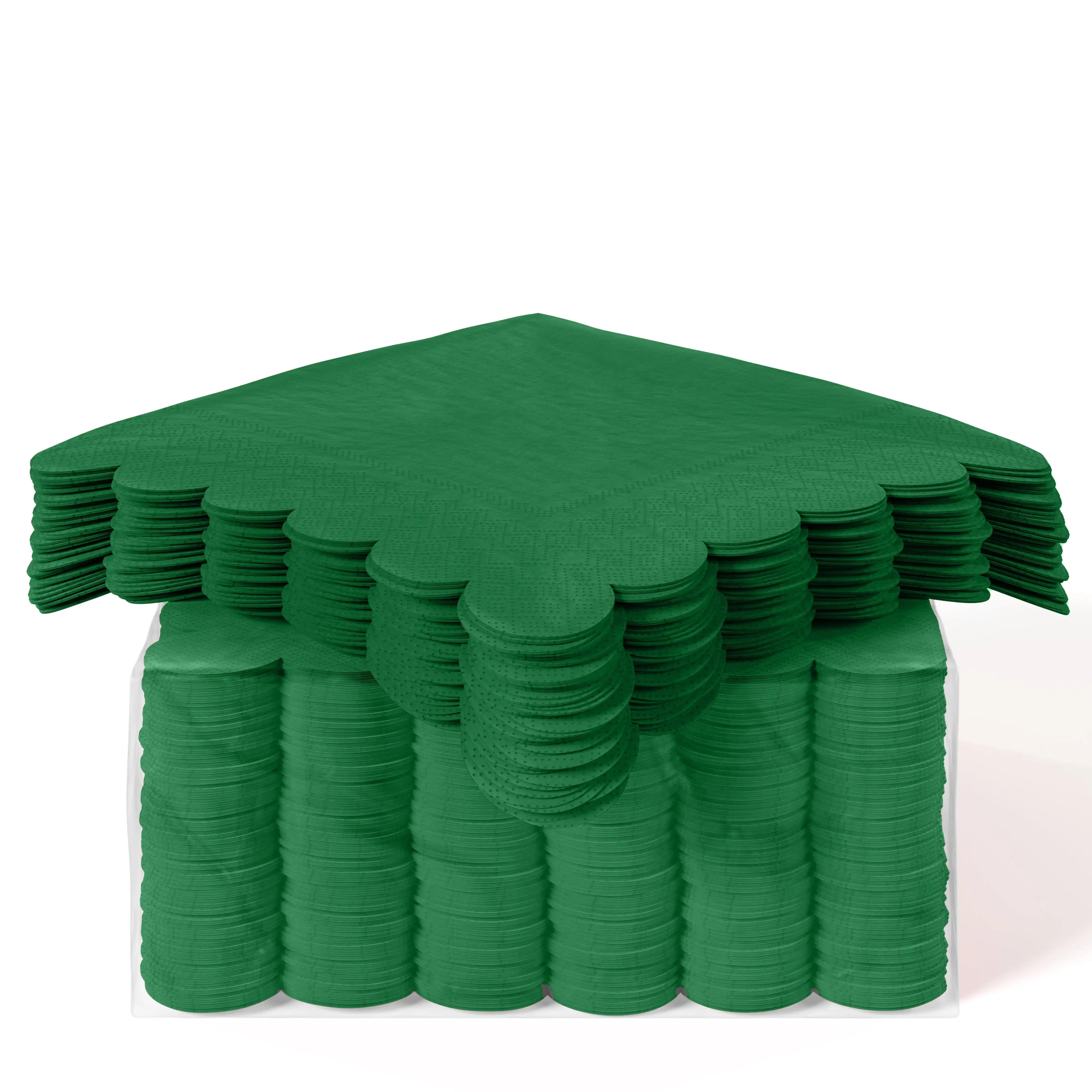 Emerald Green Scallop Beverage Napkins | 4.75 in. X 4.75 in. | 50 Ct.