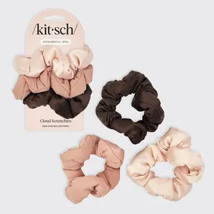 Recycled Fabric Cloud Scrunchies 3pc Set - Rosewood