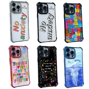INS Words No Anxiety Colorful Motivational Painting Success Phone Cases for IPhone 17 Promax Pro Air 16 Plus 15 14 13 12 11 Shockproof Colorful Cover
