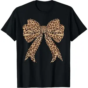 Coquette Bow Leopard for Women Aesthetic Trendy Girly T-Shirt