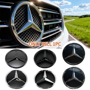 Car 3D Logo Decal Sticker, Front Rear Decoration Emblem, Engine Hood Trunk Badge, Metal Texture, Upgrade Accessories for Mercedes Benz W204 W205, Sticker Decals