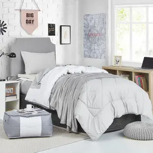 Basic Necessities - Twin XL College Bedding Package - Glacier Gray/White Color Set