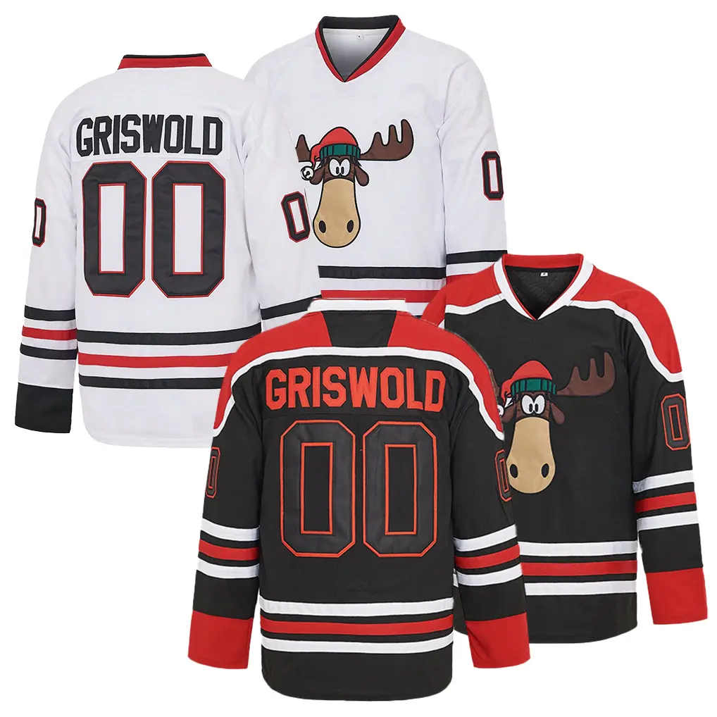 Men's Griswold 00 X-Mas Christmas Halloween Vacation Movie Hockey Jersey,Moose Pattern Exquisite Embroidered Casual Party Pullover