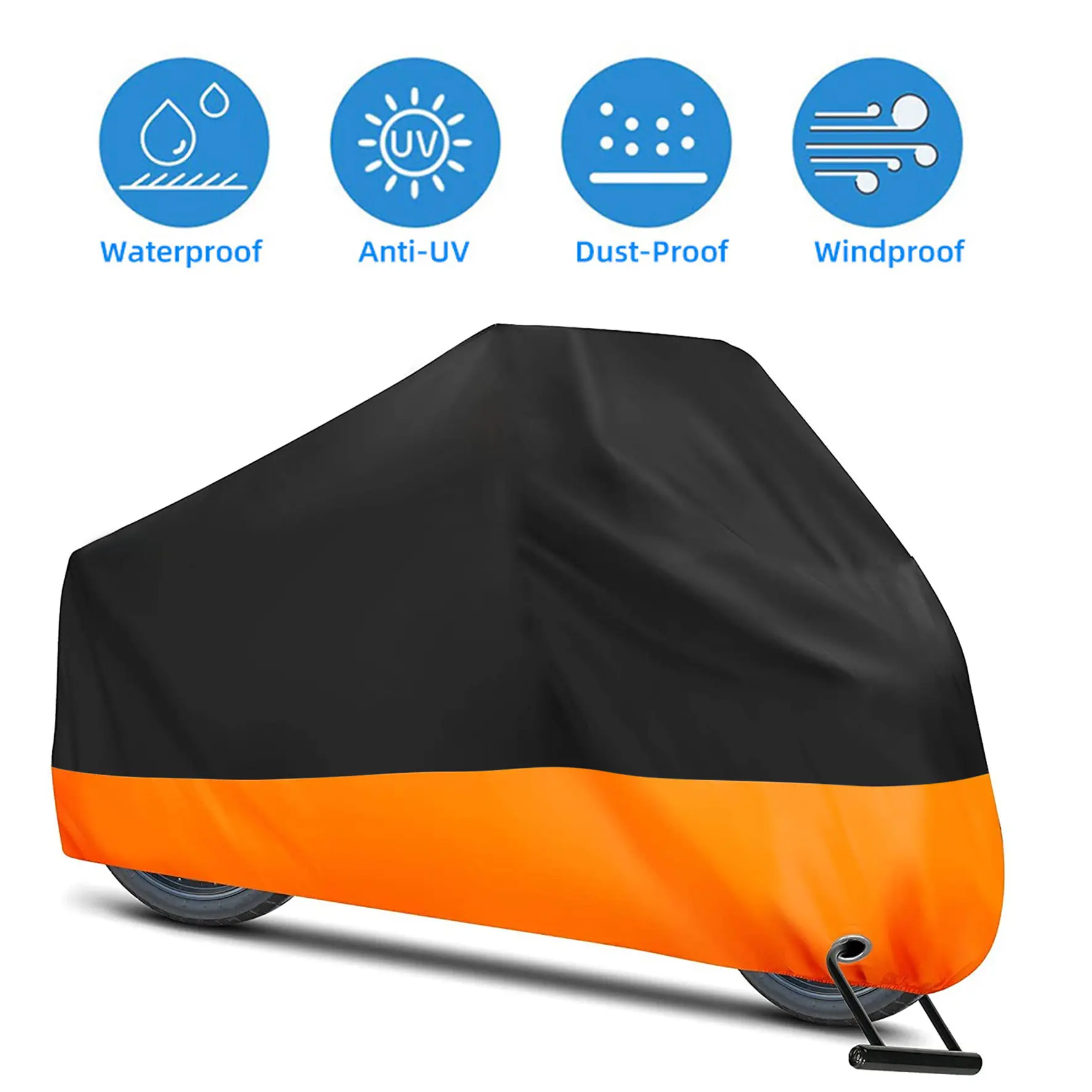 Universal All Weather Waterproof Motorcycle Cover,UV Rain Dust Wind Proof Cover With Lock Hole Elastic Band Buckle Storage Bag For Outdoor Motorbike Protection,The Best Gift for Father's Day