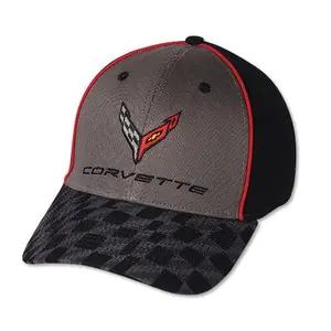 Corvette Next Generation Carbon Flash Checkered Bill Baseball Hat -Black