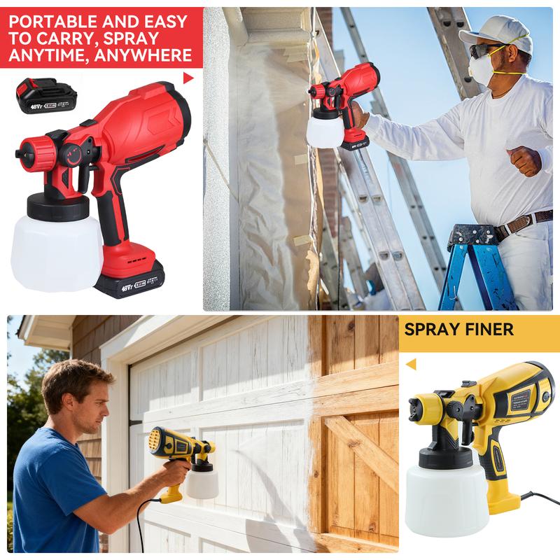 Corded or Cordless Electric Paint Sprayer, High Power with Adjustable Spray Modes, Ideal for Furniture, Cabinets, Walls and DIY Projects & Home Renovation