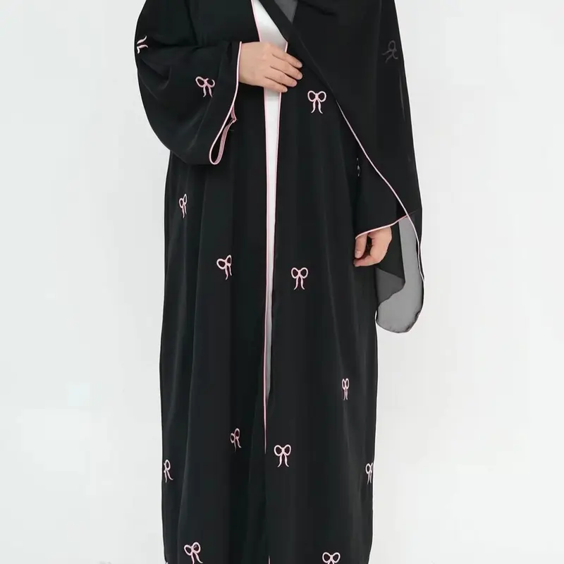 Women's Embroidery Abaya, Elegant Long Sleeve Open Front Modesty Abaya for Women, Ladies Islamic Clothing for All Seasons, Abayas for Eid, Muslim Abaya, Islamic Modesty Clothes