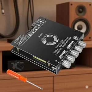 TDA7498E Bluetooth Amplifier Kit: 160Wx2 Stereo + 220W Subwoofer Output, 5.0 Bluetooth, AUX/USB Input, Bass/Treble Knob, 2.1CH System, Wide Voltage DC15-36V, High Power Audio Upgrade Module