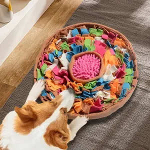 Large Pet Slow Feeder Mat, Interactive Treat Dispenser Puzzle Toy Pad, Removable Ball, Washable Donut Shape, for Dogs and Cats