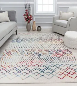 Mason Brooks RA32046 2 ft. 6 in. x 4 ft. Ryder KN20A Prismatic Delight Moroccan Tribal White Area Rug
