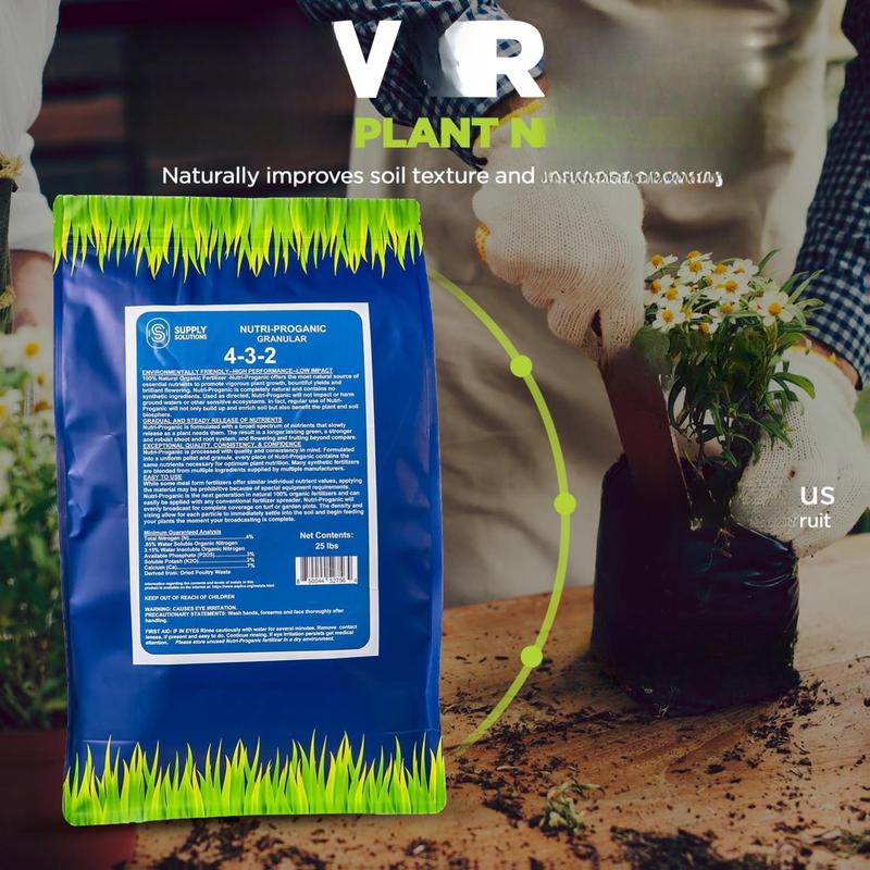 Supply Solutions 4-3-2 Nutri-Proganic Granular Fertilizer 10 Pounds - Slow Release Formula for Vegetable Garden Fruit Trees & House Plants - All Purpose Chicken Manure Fertilizer for Indoor & Outdoor Crops