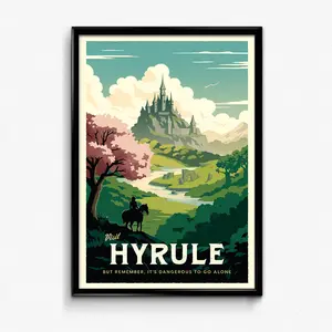 Hyrule Travel Poster - Wall Decor Artwork Zelda Gaming Gift
