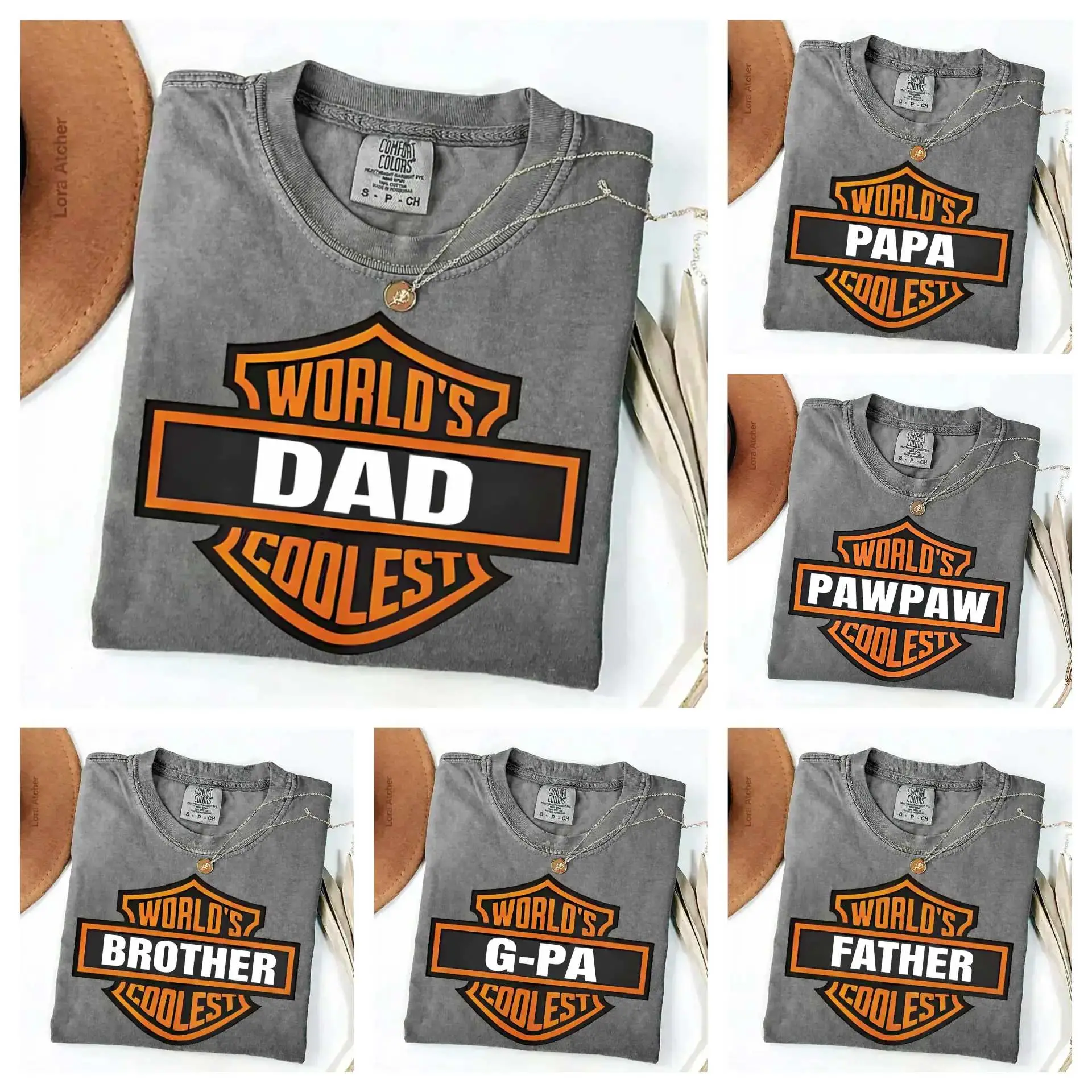 Comfort Colors Custom Name World’s Coolest Grandpa, Personalized Grandpa Gift, Motorcycle Grandpa Shirt, Father’s Day Gift from Grandkids, Comfort Colors Tee, Funny Grandpa Shirt - AL