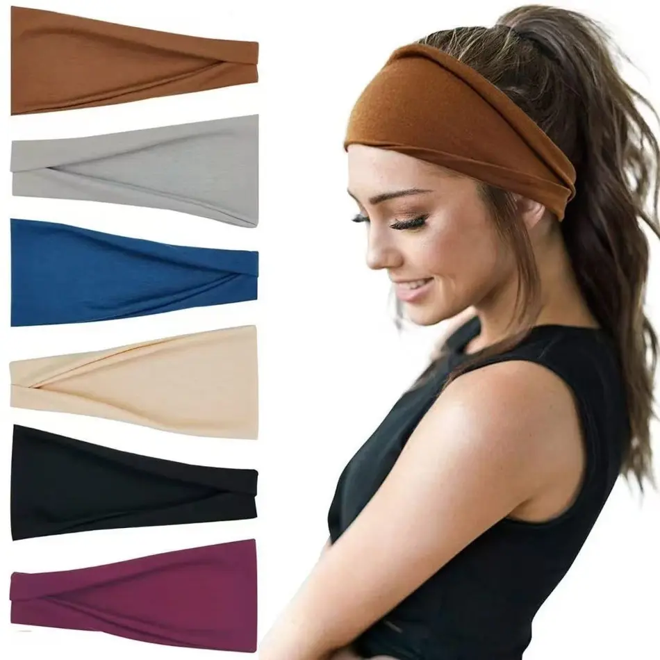 Unisex 4-Pack Stretchy Solid Color Sports Headbands - Soft Elastic Fabric, Non-Slip, Moisture-Wicking for Fitness Enthusiasts, Outdoor Workouts