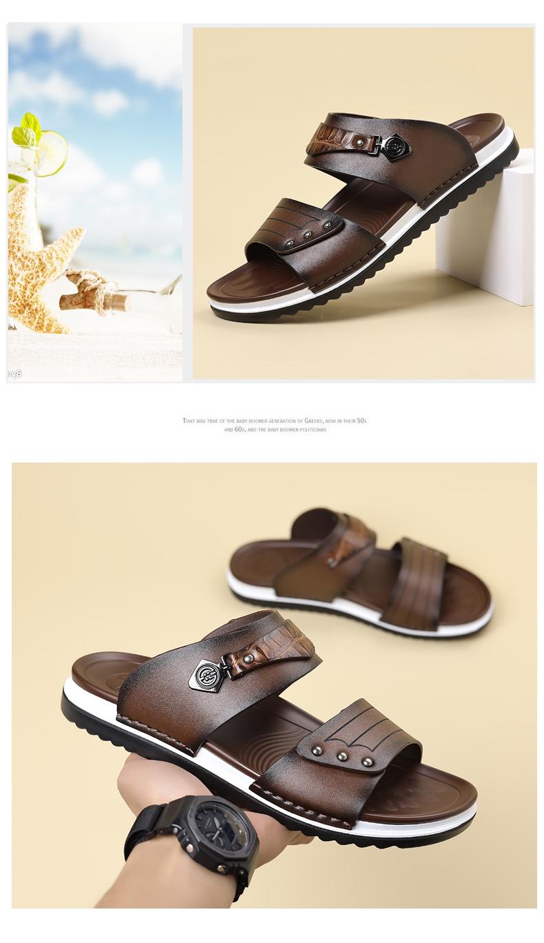 Water-Resistant Premium Vegan Leather Slides for Men | Quick-Dry Anti-Peel Outdoor Beach Sandals | Easy Clean Synthetic Footwear | sport flipflops daily