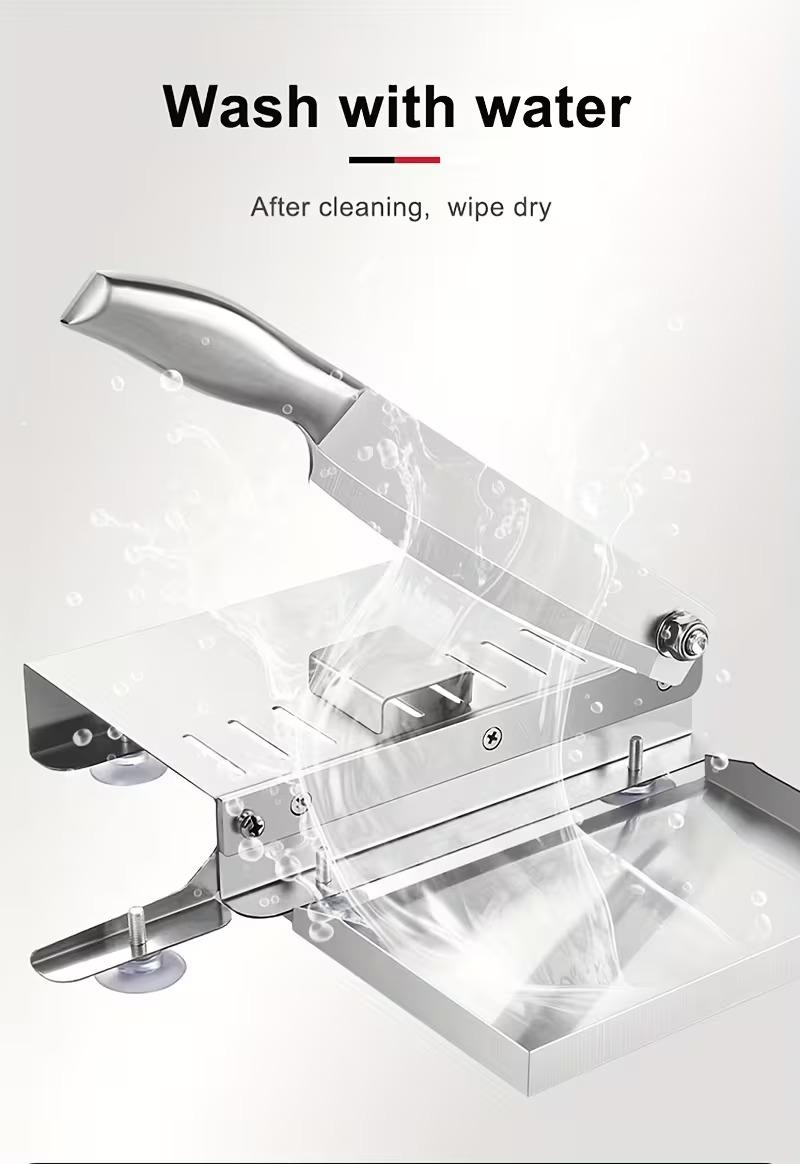 Stainless Steel Manual Slicer Meat Cutter Cutter Slicing Knife Easy To Clean Stainless Steel Manual Meat Cutter Suitable For Frozen Beef, Vegetables And Bones, Ideal Kitchen Gadget