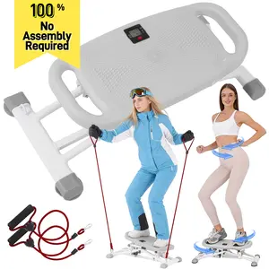 OCPTY 8-in-1 Ski Simulator and Full Body Workout Equipment, No Assembly Collapsible Home Gym with Elastic Ropes & LCD, 300LBS Capacity Plank Stand Waist Twister for Core Training