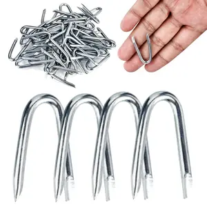 Steel Wire Fencing Staples 50 count Galvanized U Shaped Nails 1-1/4'' for Wire Mesh & Woven Fencing, Fence