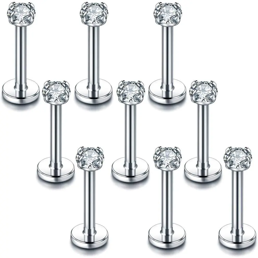16G 18G Labret Monroe Lip Rings Nose Helix Tragus Earring Studs Piercing  9 count