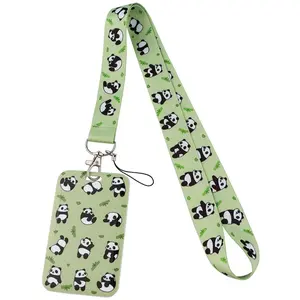 Cute Panda Pattern ID Card Holder Lanyard, Student Anti-Loss Meal Card Bus Card Case, Suitable for Students Teachers Ids Badges Gifts Daily Use