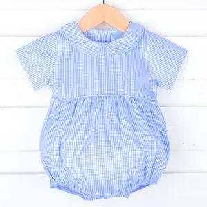 Light Blue Gingham Collared Bubble - Classic Baby Boy's Outfit
