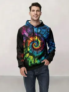Men's 3D funny young fashion cool atmosphere digital printing pullover hooded sweater, spring autumn and winter sports sweater, comfortable and warm, natural inspiration for life, rich printing quality, machine washable fabric