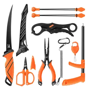 KastKing SteelStream/ ToughTide  Fishing Tool Kit - Fishing Pliers with Lanyard, Fillet Knife, Floating Fish Lip Gripper, Fishing Braid Scissors, Tool Retractor, Fishing Hook Remover, Bungee Cords ToughTide Tools Kits Carabiner Outdoorfun