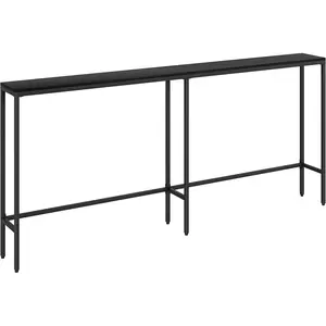 70.9" Console Table,Modern Extra Narrow Long Sofa Table Behind Couch,Skinny Entry Table with Black Metal Frame for Living Room, Hallway,Classic Black
