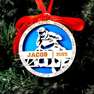 Personalized Snowmobile Christmas Ornament – Custom Rider Gift, Engraved Wooden Ornament 2025, Holiday Keepsake for Snowmobilers