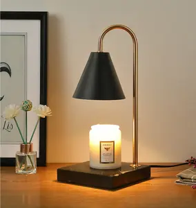Electric Candle Heater with Wood Base and Aromatherapy Light