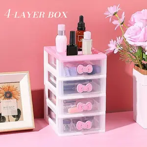 4 Layers Lovely Girls Multi-layers Desktop Plastic Storage Box Cute Locker Decor Mini Drawer Organizer,Cute Plastic Dresser Kawaii Drawers for Bathroom,Dorm,Desk,Home,Office (Pink ),Home DIY tool,Hand tool,Tool kit set,Halloween Decor Gifts