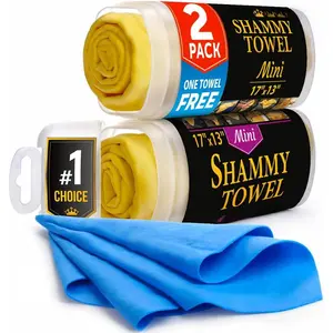 2pk Mini +1 Free Shammy Cloth for  Drying - 17"x13" - Super Absorbent Chamois Towel for  - Scratch-Free,  & Soft Cleaning Towel