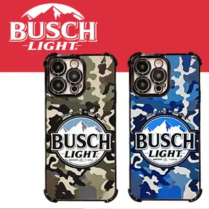 Busch Light Beer Lover Retro Pattern Tough Electroplated TPU Casing For iphone 16 15 14 13 12 11 X XS PRO PLUS MAX Four Corners Anti-Fall Transparent Soft Silicone Gift Shockproof Protection Anti-Drop Protective Protector Phone Cases Shell Cover AM1375