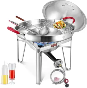 ARC 200,000 BTU Stainless Steel Propane Stove and 20" Mexican Comal Griddle Pan, 7Pcs Discada Disc Cooker, Large Cookware Set for Outdoor Cooking