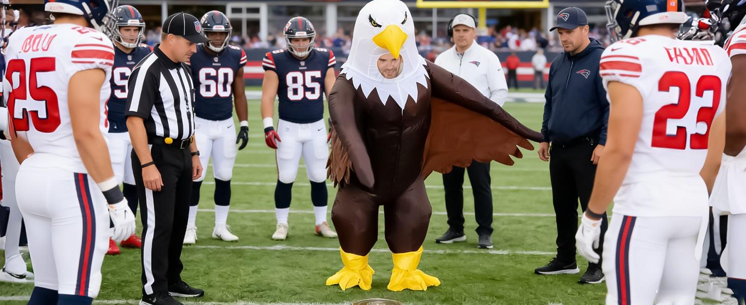 Inflatable Bald Eagle Costume for Adult Blow up Eagle Mascot Costume Outfit Funny Independence Day Parade Patriotic Costume Suit
