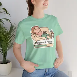 Introverting in Progress Funny Social Battery Tee, Introvert Humor Shirt, Social Anxiety Gift, Sarcastic Graphic Tee, Personal Casual Cotton