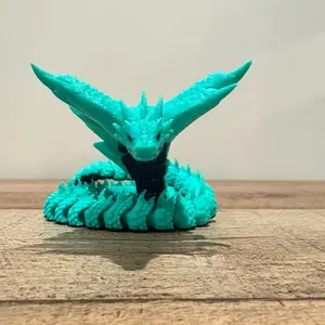 Articulated 3D Snake Toy - Vibrant Teal Color, Flexible Joints, Detailed Sculpture, Perfect for Collectors