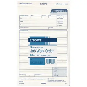 Tops Business Forms Job Work Order, 5-1/2 in x 8-1/2 in 50/PK TOP3868