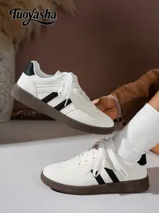 Casual Striped Sneakers for Men & Women, Comfortable All-Season Footwear, Perfect for Daily Wear & Stylish