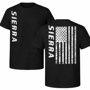 GMC Sierra American Flag 2-Sided T-Shirt, Vintage Streetwear Cotton Tee, Truck Apparel For Minimal Casual Wear