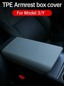 Tesla Armrest Cover for Model 3/Y Matte Black TPE Protection