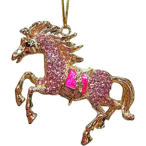 Horse Ornaments for Christmas Tree,  Metallic Ornament with  Rhinestone, Cute Christmas Ornaments for  - Horse Gifts for Women, for Horses Lovers Girls