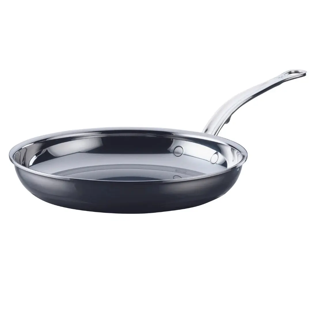 8.5 In Nanobond Titanium-Coated Stainless Steel Grill Pan - Metal-Safe, Toxic-Free Aluminium Frying Cookware with Flush-Riveted Handle, Lid, Induction Stove & Oven Compatible, Thermal Geometry Design for Serving, 1.81 Lb