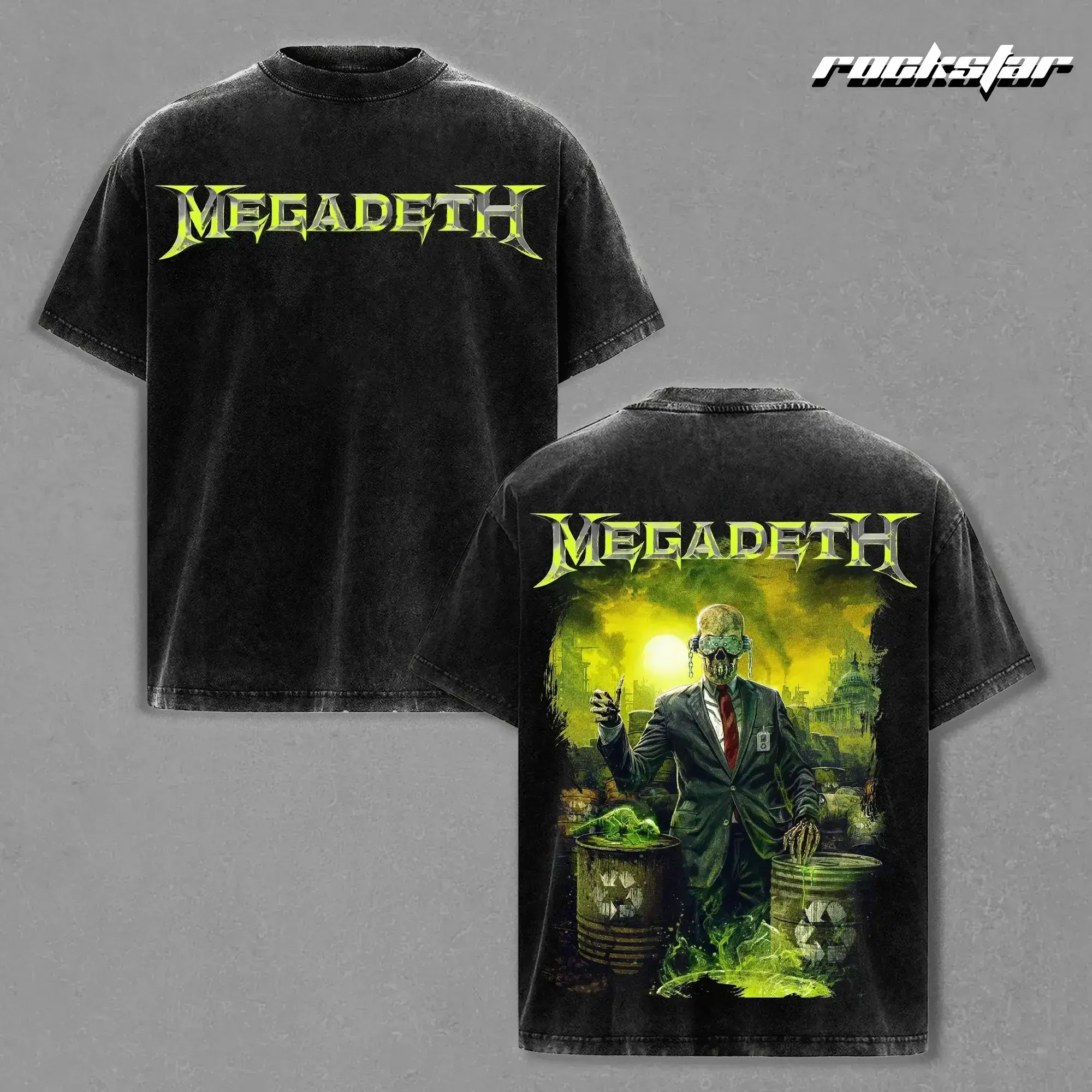 Megadeth Merch T-Shirt Washed & Hoodie Rust In Peace Band Tee Heavy Cotton Unisex Oversize Thrash Metal Heavy Metal Rock Band Vintage Graphic Streetwear Cotton Tee Washed T-Shirt for Men and Women Fans